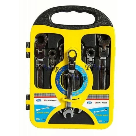 SET 7 CHIAVI A CRICCHETTO CON TESTA SNODATA MM 8/19 RATCHET IN VALIGETTA 1 SET 7 CHIAVI A CRICCHETTO CON TESTA SNODATA MM 8/19 RATCHET IN VALIGETTA