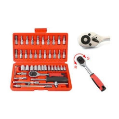 CHIAVI BUSSOLA BUSSOLOTTI CRICCHETTO CACCIAVITE ESAGONALI SET 46PZ 1/4&quot FARNEED