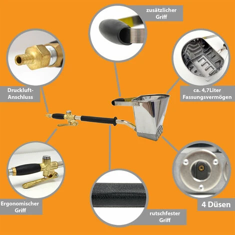 Pistola Per Intonacare 4 Ugelli Per Malta Ad Aria Compressa Di Metallo 2 Pistola Per Intonacare 4 Ugelli Per Malta Ad Aria Compressa Di Metallo - immagine 2