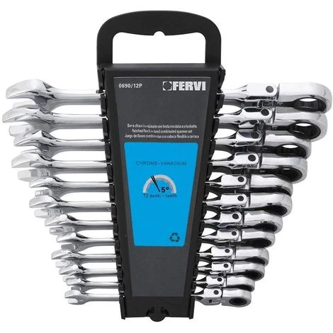 SERIE 12 PZ CHIAVI COMBINATE CON TESTA A CRICCHETTO 8 - 19 MM FERVI 0690/12P 1 SERIE 12 PZ CHIAVI COMBINATE CON TESTA A CRICCHETTO 8 - 19 MM FERVI 0690/12P