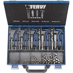 KIT ASSORTIMENO RIPARAZIONE FILETTI M5-M12 INOX VALIGETTA 130 PZ FERVI E010