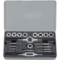 SERIE MASCHI E FILIERE 20 PZ IN LEGA DI ACCIAIO M3-M12 E 1/8 FERVI M020