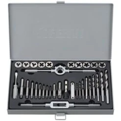 SET MASCHI E FILIERE M3-M12 IN LEGA DI ACCIAIO CON PUNTE 34 PZ FERVI M036