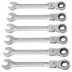 Chiavi Combinate A Cricchetto Con Snodo/Snodabili 6 Pz Da 8 A 19mm In Valigetta