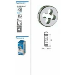 KRINO 12005 FILIERA FILIERE TONDE AL CROMO CON FILETTATURA METRICA PASSO FINE-25.4 MF 9x1 25.4 MF 9x1