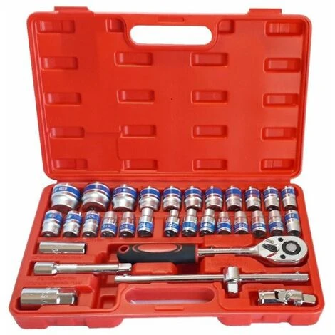 Valigia Set Chiavi A Bussola 32 Pezzi Con Cricchetto Reversibile 1/2" Vanadium 1 Valigia Set Chiavi A Bussola 32 Pezzi Con Cricchetto Reversibile 1/2" Vanadium
