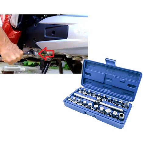 Chiavi Bussola Attacco 3/8 Valigetta 21pz Attrezzi Tappi Scarico Coppa Olio 2 Chiavi Bussola Attacco 3/8 Valigetta 21pz Attrezzi Tappi Scarico Coppa Olio - immagine 2
