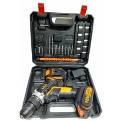 Trapano Avvitatore Doppia Batteria A Litio 18V + Valigetta E 24 Accessori
