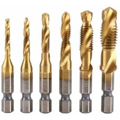 Set Di 6 Maschi Filettati, Filettatura Metrica M3-M10 Con Rivestimento In Titanio HSS E Punte Per Maschiare Da 1/4 "con Gambo Esagonale Scanalato Per Maschiare Varie Filettature.