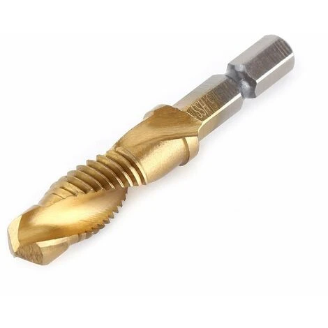 Set Di 6 Maschi Filettati, Filettatura Metrica M3-M10 Con Rivestimento In Titanio HSS E Punte Per Maschiare Da 1/4 "con Gambo Esagonale Scanalato Per Maschiare Varie Filettature. 5 Set Di 6 Maschi Filettati, Filettatura Metrica M3-M10 Con Rivestimento In Titanio HSS E Punte Per Maschiare Da 1/4 "con Gambo Esagonale Scanalato Per Maschiare Varie Filettature. - immagine 5