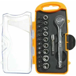 Set Cricchetto 1/4'' Con Bussole Inserti Boccole Cacciavite Prolunga 23 Pezzi