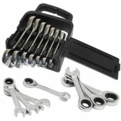 SET CHIAVI CHIAVE CRICCHETTO NANE CORTE COMBINATE 7 PEZZI DA 8 A 19MM