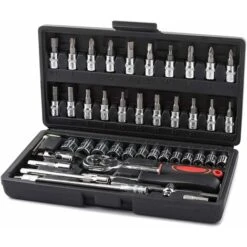 SOEKAVIA 46 Pezzi Chrome Vanadium 1/4 "Set Di Adattatori Per Presa Di Corrente Per Auto Fai Da Te