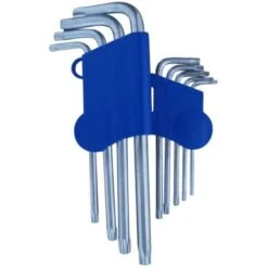 Set 9pz Chiavini Torx A L Con Buco Chiavi Extra Lunghi Al Cromo Vanadio