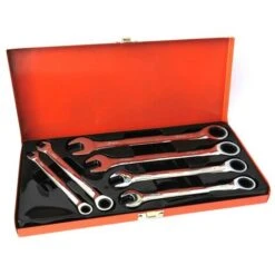 SET 6 CHIAVI COMBINATE A CRICCHETTO CROMO VANADIUM CON VALIGETTA METALLO