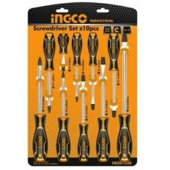 Serie Set 10 Cacciaviti Giraviti Lama In Cromo Vanadio E Testa Magnetica Ingco