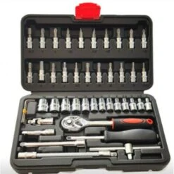 SET 46 PEZZI CHIAVI ATTREZZI BUSSOLA CON TESTA SNODABILE VALIGETTA RIPARA CASA