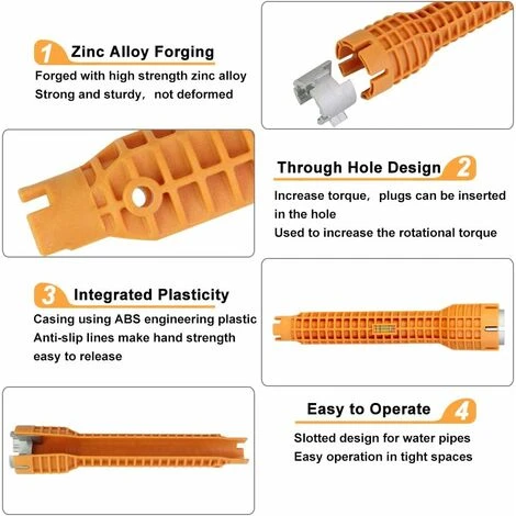 HIASDFLS Chiave Per Rubinetto In Lega Di Alluminio Chiave Per Rubinetto Per Lavello Di Bloccaggio Multifunzione Antiscivolo Rubinetto Per Miscelatore Facile Da Usare Per La Cucina Di Casa Rubinetto Pe 5 HIASDFLS Chiave Per Rubinetto In Lega Di Alluminio Chiave Per Rubinetto Per Lavello Di Bloccaggio Multifunzione Antiscivolo Rubinetto Per Miscelatore Facile Da Usare Per La Cucina Di Casa Rubinetto Pe - immagine 5