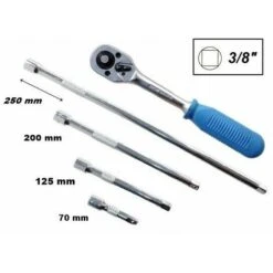 SET 4 PROLUNGHE X CHIAVI A BUSSOLA DA 3/8 LUNGH. 70 - 125 -200 - 250mm + CHIAVE