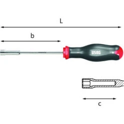 Chiave Maschio A Bussola Esagonale Con Impugnatura, Bocca 7mm L.245mm - Usag