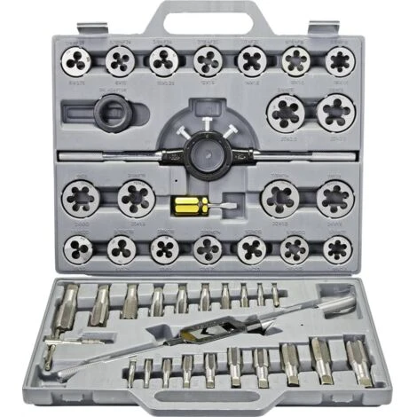 TOOLCRAFT TO-7199877 KIT Maschi E Filiere 45 Parti HSS Metrica M6, M8, M10, M12, M14, M16, M18, M20, M22, M24 4 TOOLCRAFT TO-7199877 KIT Maschi E Filiere 45 Parti HSS Metrica M6, M8, M10, M12, M14, M16, M18, M20, M22, M24 - immagine 4