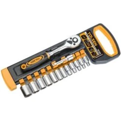 SET 14PZ CRICCHETTO REVERSIBILE CON BUSSOLE DA 1/4" TOLSEN