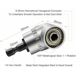 Punta Per Cacciavite Elettrico Ad Angolo Retto In Acciaio Ad Angolo Retto 105° Con Punta Esagonale Da 1/4 Di Guida -Negozio al dettaglio Ks Tools || No name || Beta 71380229 3
