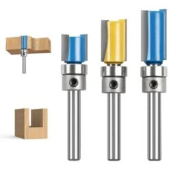 MINKUROW Fresa Dritta, 3 Pezzi 1/4" Frese Per Legno In Carburo, Frese Con Finitura A Filo Modellata, Utensile Da Taglio Con Cuscinetto Superiore Per Falegname Fai-Da-Te -Negozio al dettaglio Ks Tools || No name || Beta 72034370 4