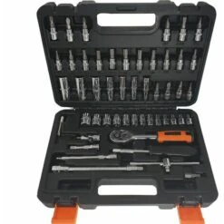 Chiavi Bussola Cricchetto 53 Pz Attacco 1/4'' Reversibile Chrome Vanadium