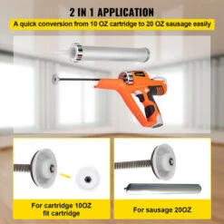 VEVOR Pistole Per Calafataggio A Mano Spinta, 0-4000N Pistola Silicone Professionale Adatta Per Cartuccia In Tensione, 12V Pistola Per Calafataggio In Alluminio Per Riempire Fessure E Crepe Di Porta -Negozio al dettaglio Ks Tools || No name || Beta 82818330 4