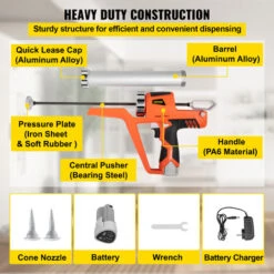 VEVOR Pistole Per Calafataggio A Mano Spinta, 0-4000N Pistola Silicone Professionale Adatta Per Cartuccia In Tensione, 12V Pistola Per Calafataggio In Alluminio Per Riempire Fessure E Crepe Di Porta -Negozio al dettaglio Ks Tools || No name || Beta 82818330 5