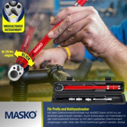 MASKO® Chiave Dinamometrica 6 Pz. Set 40-210Nm 1/2 ' CV Con 3 Attacchi Da 17 Mm, 19 Mm, 21 Mm E Prolunga Da 125 Mm Con Custodia +/- 4% Di Tolleranza Chiave Per Pneumatici Chiave Dinamometrica Per Auto -Negozio al dettaglio Ks Tools || No name || Beta 86896691 4