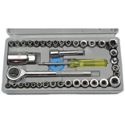 KIT 40 PZ CHIAVI A CRICCHETTO CHIAVE BUSSOLA SET BUSSOLE VALIGETTA 1/4 3/8 Aiwa