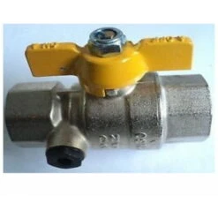Valvola A Sfera Per Gas Metano 1 Ff Con Presa Pressione Farfalla Gialla Acqua