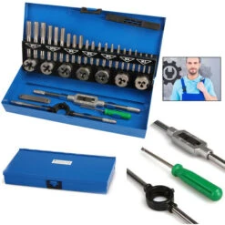 Set Maschi E Filiere 32 Pezzi Set Maschi E Filiere Per Filettatura Rubinetto Metrico Tap Wrench Con Custodia HENGMEI
