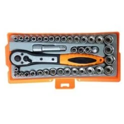 Trade Shop - Kit 40 Utensili Chiavi A Bussola Cricchetto Prolunga In Custodia Fai Da Te