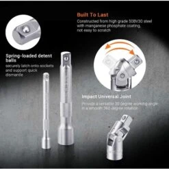 TACKLIFE Set Di Chiavi A Bussola, 119 Pezzi, Chiave A Cricchetto Reversibile Da 1/2"e 1/4", Maniglia Girevole, Barra Di Prolunga, Custodia Per Conducente, Kit Di Attrezzi Meccanici Per Auto - SWS5A 8 TACKLIFE Set Di Chiavi A Bussola, 119 Pezzi, Chiave A Cricchetto Reversibile Da 1/2"e 1/4", Maniglia Girevole, Barra Di Prolunga, Custodia Per Conducente, Kit Di Attrezzi Meccanici Per Auto - SWS5A -Negozio al dettaglio Ks Tools || No name || Beta 95136962 4