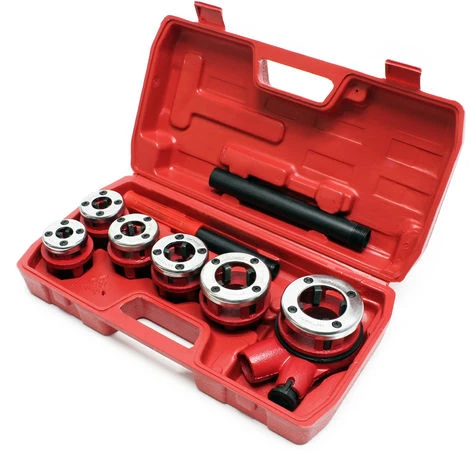 Filiera Manuale A Cricco, Set 9 Pezzi Per Filettatura Tubi Idraulici, Filettatrice 2 Filiera Manuale A Cricco, Set 9 Pezzi Per Filettatura Tubi Idraulici, Filettatrice - immagine 2